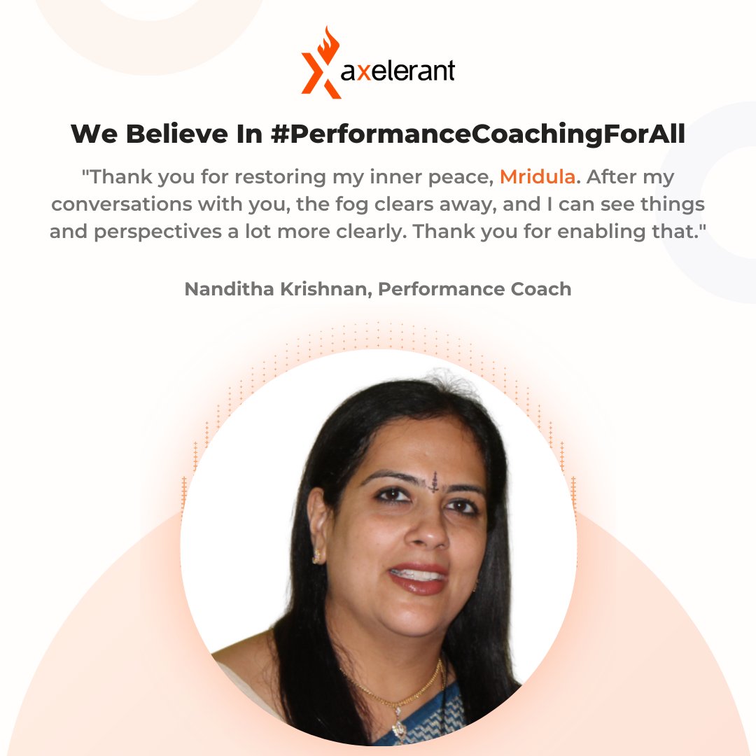 axelerant's tweet image. Those who help, also need the same. Glad our coaches, Nanditha and @LifeCoach_Mridu have each other&apos;s backs. 🙌

#PerformanceCoachingForAll #WorkplaceWellbeing #LifeAtAxelerant