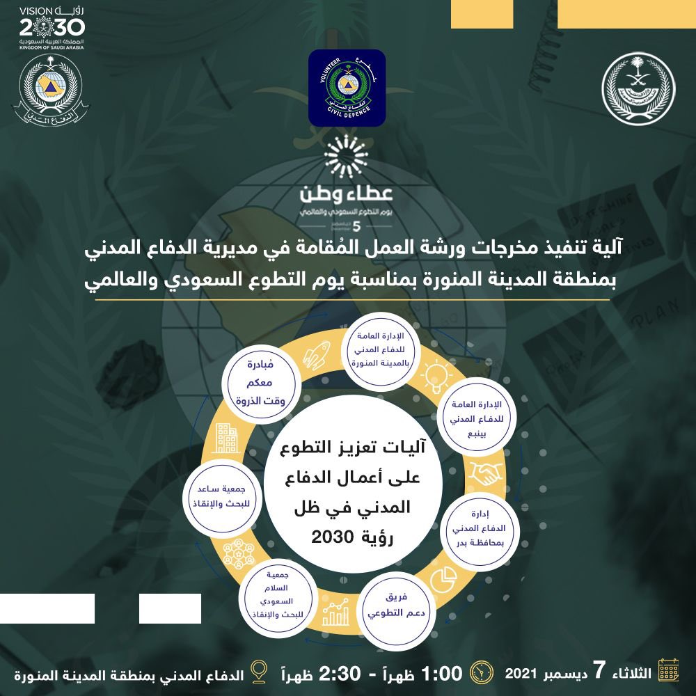 Volunteer_Med's tweet photo. لحضور البث المباشر 
لآليات تعزيز #التطوع
على أعمال #الدفاع_المدني
في ظل رؤية 2030  
عبر الرابط الموضح أدناه 👇🏻
 
Join from the meeting link
https://t.co/KZWSZqg5OP https://t.co/W8AxPAuSVH