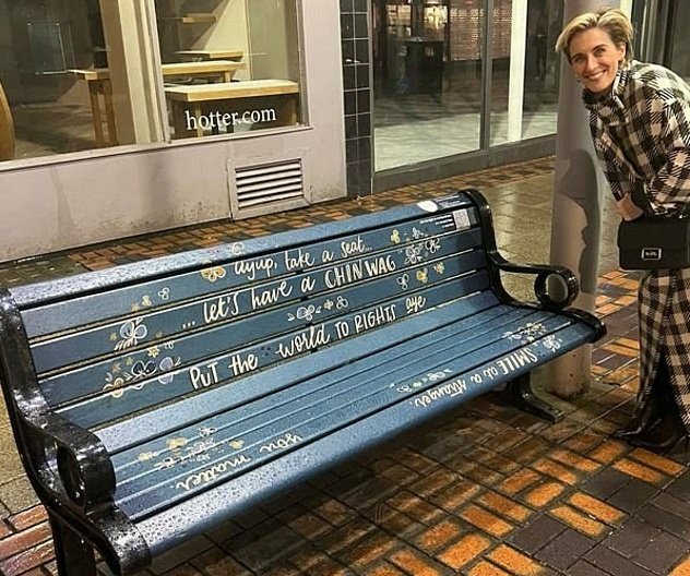 Vicky with her #1millionminutes listening bench in Nottingham