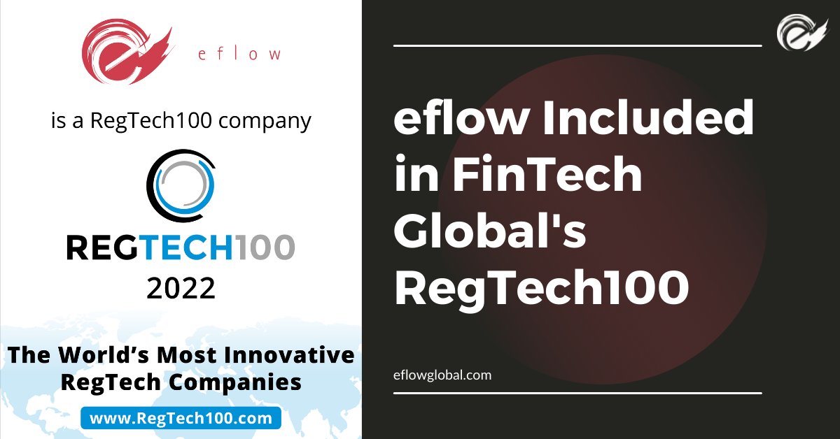 eflowglobal's tweet image. We are overjoyed to announce that eflow Global is now a RegTech100 company!

The list acknowledges the 100 most influential and innovative RegTech companies in the world, and we're proud to be included in that list. 

ow.ly/sXAq50H52yT

#RegTech100 #RegTech #FinTech #Award