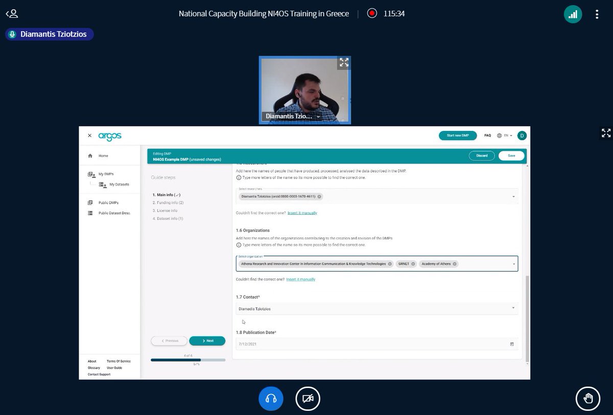 Diamantis Tziotzios from <a href="/cite_sa/">CITE</a> presenting the ARGOS tool at the #NI4OS national capacity building event in #Greece. #OpenScience #OpenAccess #RDM