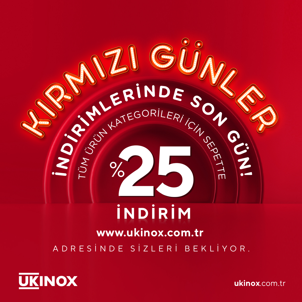 Yoğun ilgiyle karşılanan Kırmızı Günler indirimlerinde son gün! Siz de eviye ve ankastre mutfak cihazlarında sepette %25 indirim, ücretsiz kargo ve peşin fiyatında 12 taksit fırsatından faydalanmak istiyorsanız ukinox.com.tr adresini ziyaret edebilirsiniz. 
#ukinox