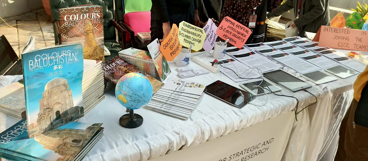 CSCR_pk's tweet photo. Our kiosk is set outside the auditorium of @AirUniversityPk, where the conference on National Security and Emerging Challenges is underway.
Visit us in between sessions and get to know more about the @CSCR_pk. https://t.co/X3DRkn9Hz8