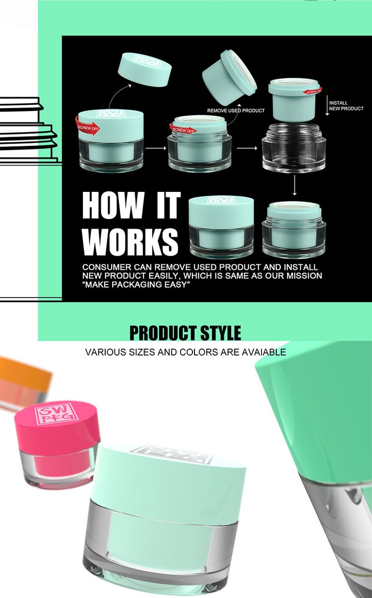 SOMEWANGPKG's tweet photo. Somewang is committed to providing fresh, innovative, cost-effective packaging solutions.The replaceable jar is our new range. Various sizes and colors are available. 
Follow us for more details ~😉
📩Email:info@somewang.com
🖥Web: https://t.co/onlOISMajP
#packagingsupplier https://t.co/mi0ZgRxImS