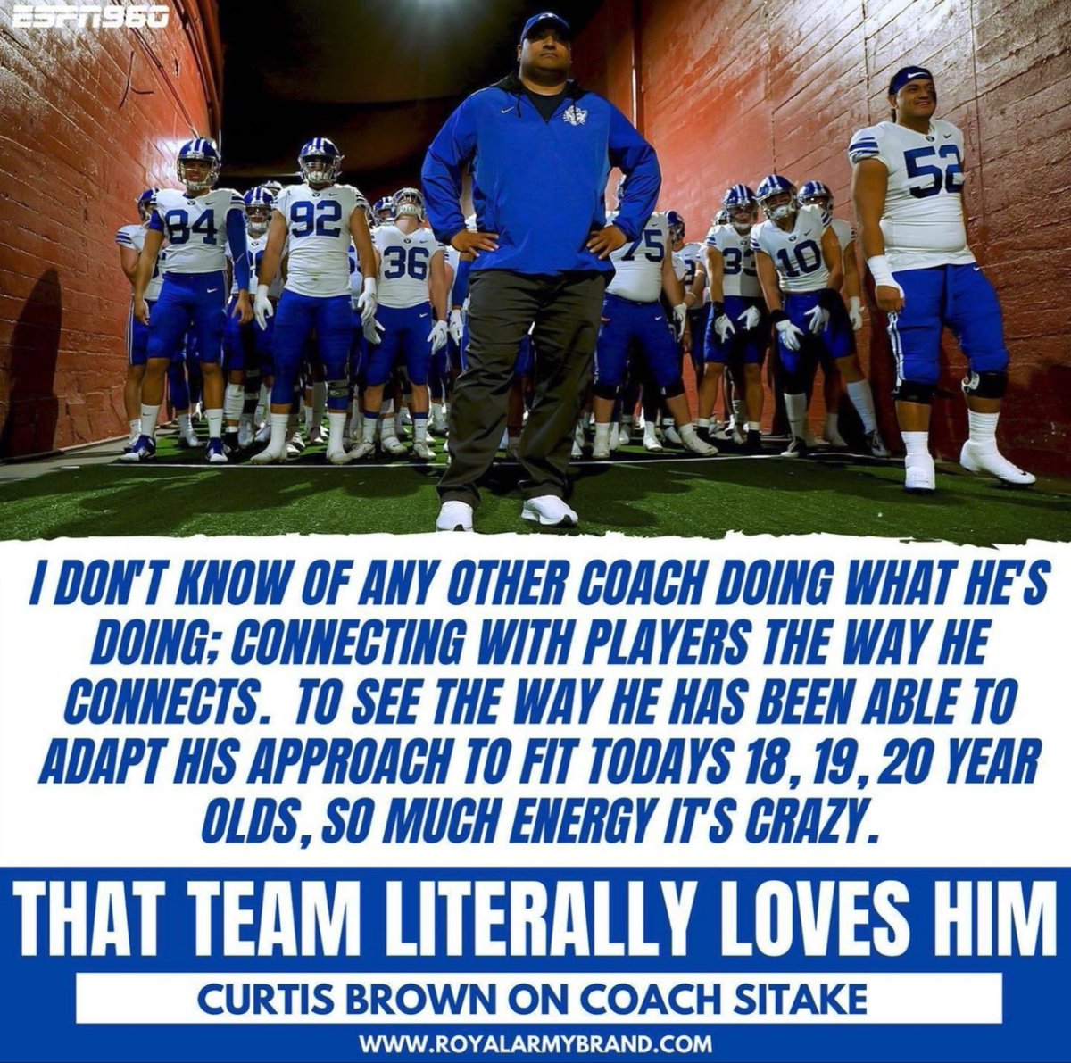 Caught up with former BYU great Curtis Brown today and this is what he had to say about Kalani Sitake