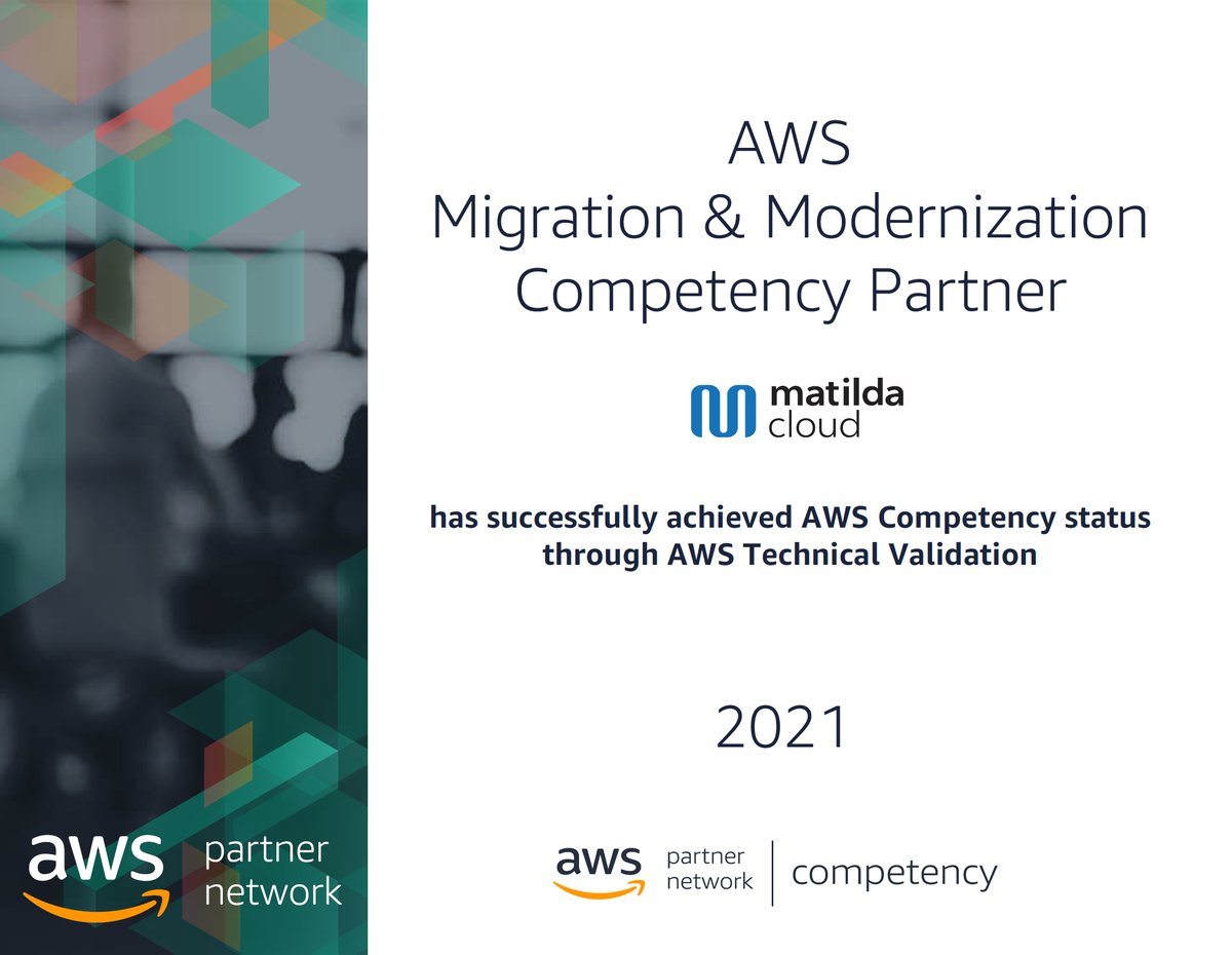 matilda_cloud's tweet photo. (1/2)
Matilda Cloud is proud to announce that we have successfully achieved the AWS Migration and Modernization Competency status. We are one of the first AWS Partners worldwide to achieve this status. https://t.co/ynhlTyo0iu