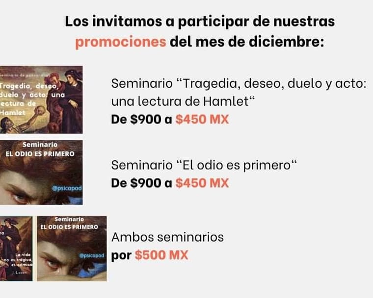 psicopod's tweet photo. Este mes de diciembre estamos muy contentos de poder anunciar que estos grandiosos seminarios  tienen el 50% de descuento o pueden acceder a ambos por un precio aún mejor. Les dejamos el link para que puedan echarle un ojito a los términos y condiciones.

https://t.co/mpRf1j89me https://t.co/l4oZwaFaao