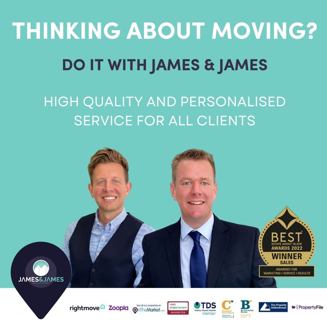 Are you thinking about moving?

We are experts in all things property and bridge the gap between Online &amp; Traditional High street agents, whilst offering bespoke packages tailored to individual needs!

Contact us at 01903 958770 or go to our website at jamesandjamesea.co.uk 👈🏻