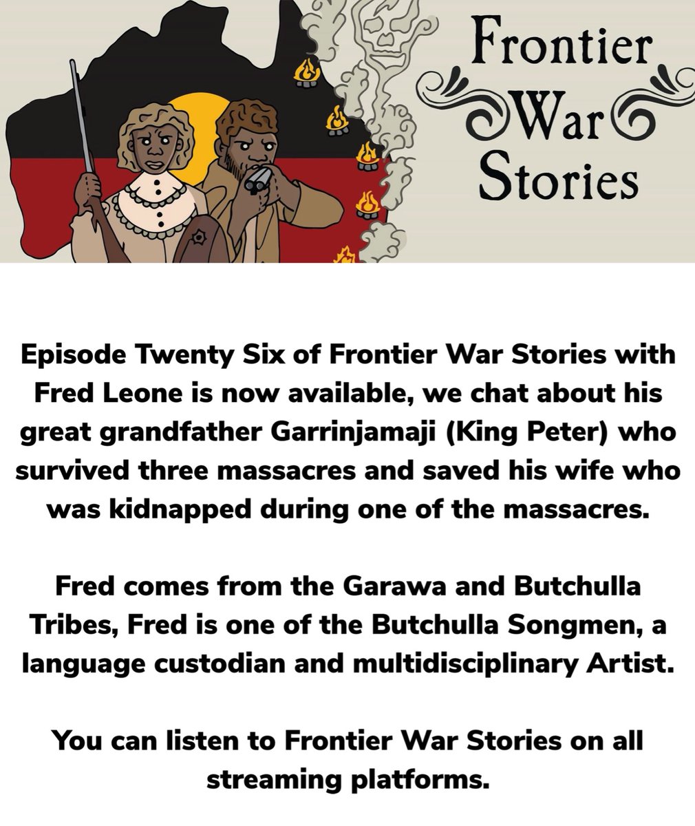 boeknow's tweet photo. Ep 26 of #FrontierWarStories now up on all streaming platforms. @IndigenousX @BulanyiFred @StephenGapps @murrayarra @LukeLPearson @LatimoreJack @NIYECMob https://t.co/Z9jKr1vUIV