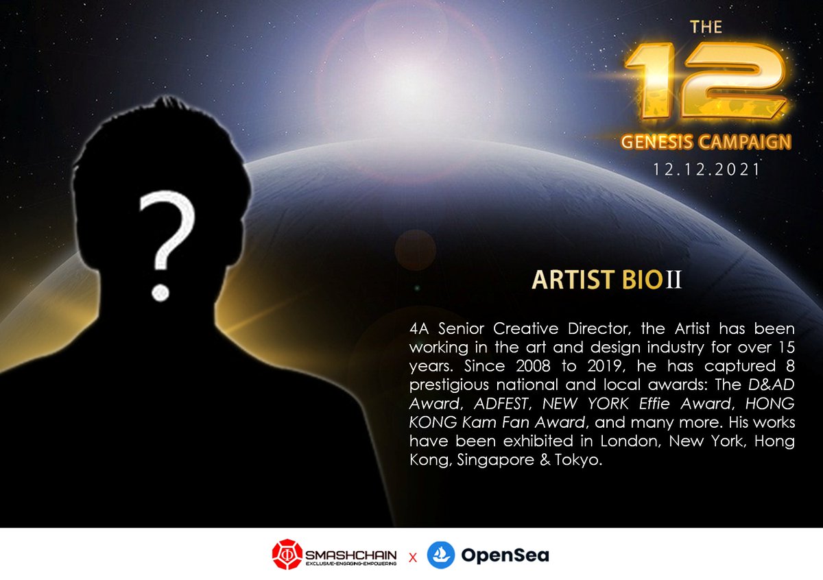 SmashPayX's tweet photo. #The12 #Genesis #NFTcollection
Artist 2 - Biography
#NFT #NFTArtist #NFTdrop #preBURN #NFTart #Opensea #SmashChain https://t.co/hdtJXkgdoM