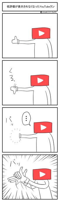 YouTubeの低評価が表示されなくても楽しそうなYouTubeクン 