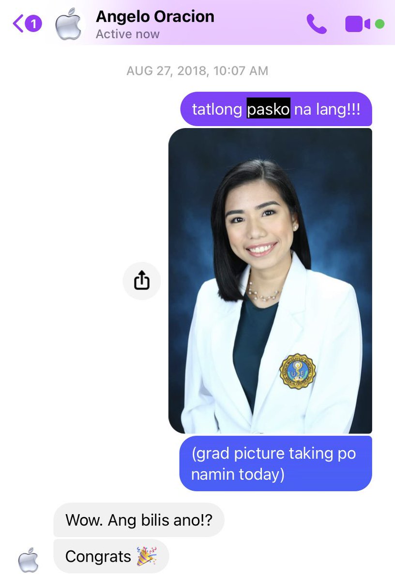 tryshdanielle's tweet photo. Yung pinsan ng nanay kong derm, Counting med school in terms of Christmases. Limang pasko nga lang naman. https://t.co/CHajlnwifD