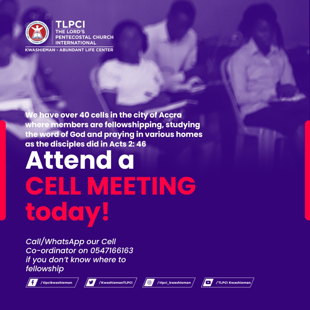 KwashiemanTLPCI's tweet photo. It's another week to join believers in fellowship the Acts 2: 46 way. Attend a cell meeting today!

#TLPCIKwashieman
#TLPCIGatherings https://t.co/5yYe4J25Nc