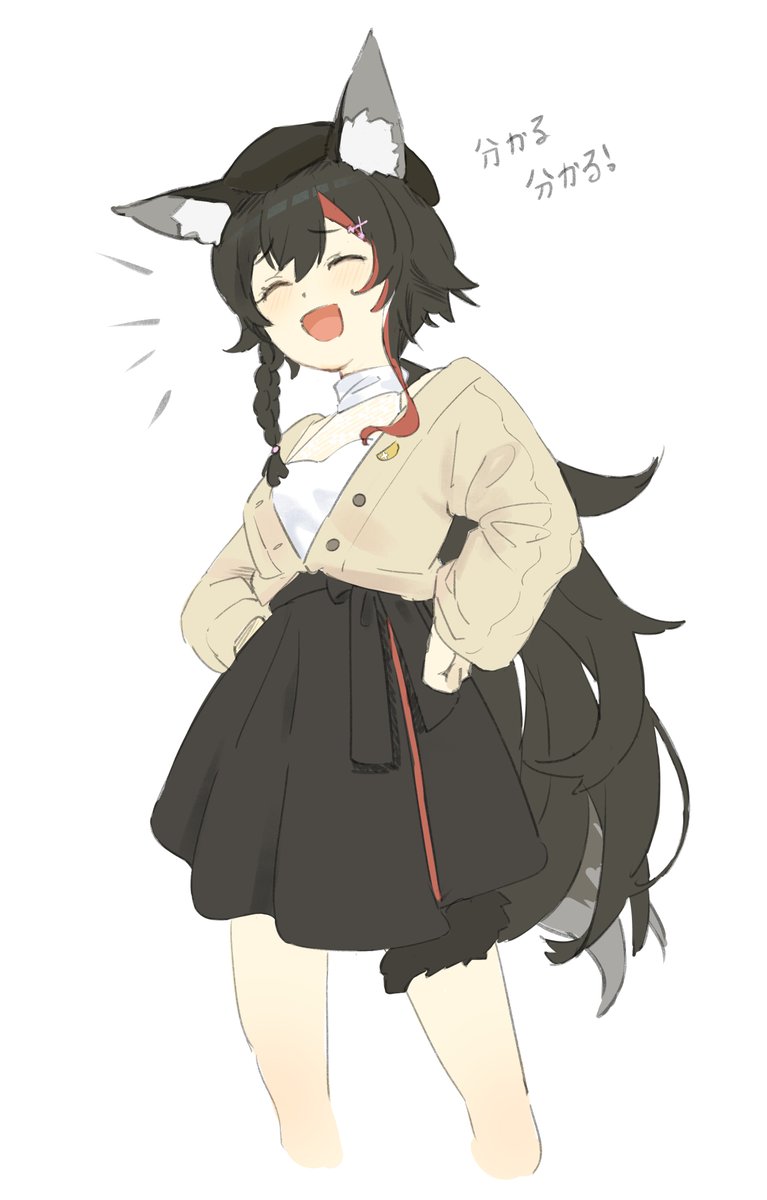 ookami mio 1girl solo wolf ears animal ears wolf girl tail black hair  illustration images