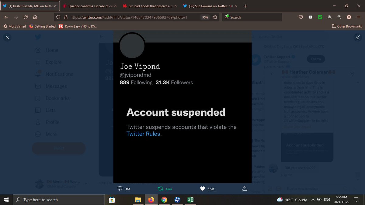 MerlinofCanada's tweet photo. Suspending @jvipondmd is an outrage.  No one has done more to save lives in Alberta than him. This is coordinated activity and is a massive reason this sector needs regulation  Anyone have a connection to @TwitterSupport to fix this? @cbccalgary @Ctvcalgary @PopAlberta https://t.co/zZftWlcS9J