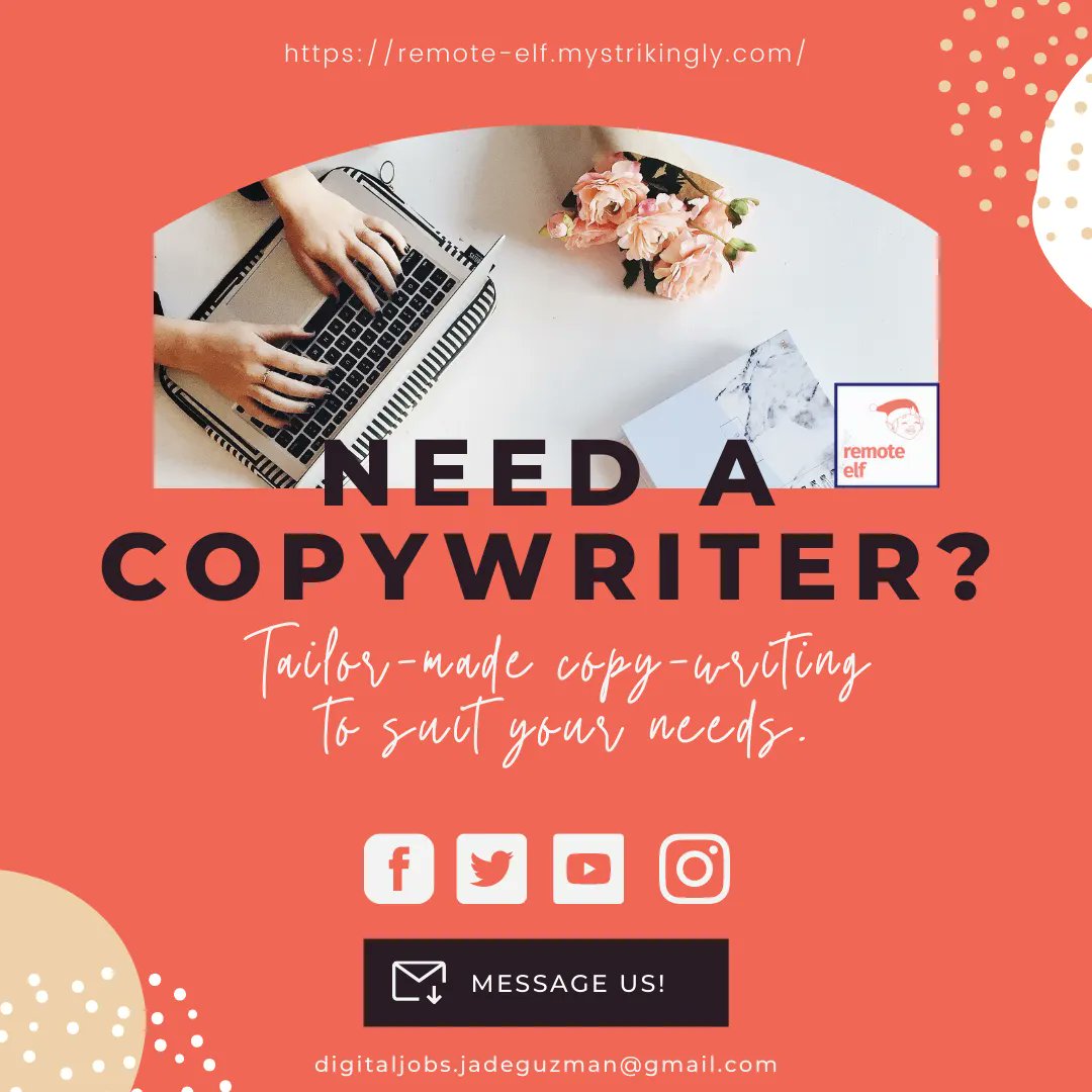 remoteelf_PH's tweet image. Need a Social Media Copywriter?🧐

#socialmediaexpert #businesstipseries #toolsforentrepreneurs #growyourbusiness #freelancerwork #niche #marketingstrategy #entrepreneur #businessguide #contentcreators