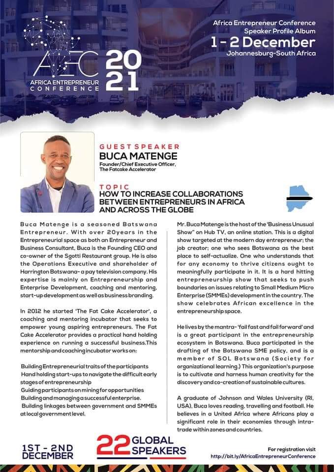 Pillar of Strength Media (Pty) Ltd🇿🇦 (@posmedia1) on Twitter photo Coming to the Afripreneur Conference stage this year:
Mr Buca Matenge
Founder/CEO- TheFatcake Accelerator 🇧🇼 <a href="/bucaiam/">Buca Matenge</a> <a href="/AfripreneurC/">Afripreneur Conference</a> <a href="/POSMedia1/">Pillar of Strength Media (Pty) Ltd🇿🇦</a> <a href="/POSMedia1/">Pillar of Strength Media (Pty) Ltd🇿🇦</a> <a href="/madwayisa/">Pearl Dwayisa (CPRP)🇿🇦</a> <a href="/AnyomiCharles/">Charles Anyomi</a> <a href="/AdeoluwaVictor/">Olatunde, Victor Adeoluwa</a> <a href="/thekingbello/">kingbello.eth 💜💾</a> <a href="/Silomotion/">Silomotion</a> <a href="/LwandaDuma/">IG: @LwandaDuma</a> <a href="/RandyRave/">Rendani Ravele</a> <a href="/ThescribeM/">TheScribe Mhlongo Music</a> Coming to the Afripreneur Conference stage this year:
Mr Buca Matenge
Founder/CEO- TheFatcake Accelerator 🇧🇼 <a href="/bucaiam/">Buca Matenge</a> <a href="/AfripreneurC/">Afripreneur Conference</a> <a href="/POSMedia1/">Pillar of Strength Media (Pty) Ltd🇿🇦</a> <a href="/POSMedia1/">Pillar of Strength Media (Pty) Ltd🇿🇦</a> <a href="/madwayisa/">Pearl Dwayisa (CPRP)🇿🇦</a> <a href="/AnyomiCharles/">Charles Anyomi</a> <a href="/AdeoluwaVictor/">Olatunde, Victor Adeoluwa</a> <a href="/thekingbello/">kingbello.eth 💜💾</a> <a href="/Silomotion/">Silomotion</a> <a href="/LwandaDuma/">IG: @LwandaDuma</a> <a href="/RandyRave/">Rendani Ravele</a> <a href="/ThescribeM/">TheScribe Mhlongo Music</a>