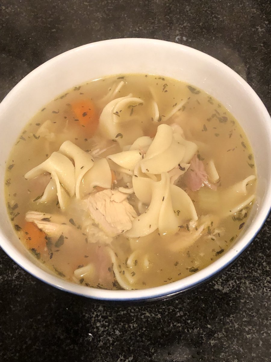 Last of the leftovers- Turkey noodle soup. Piping hot. #Thanksgiving2021