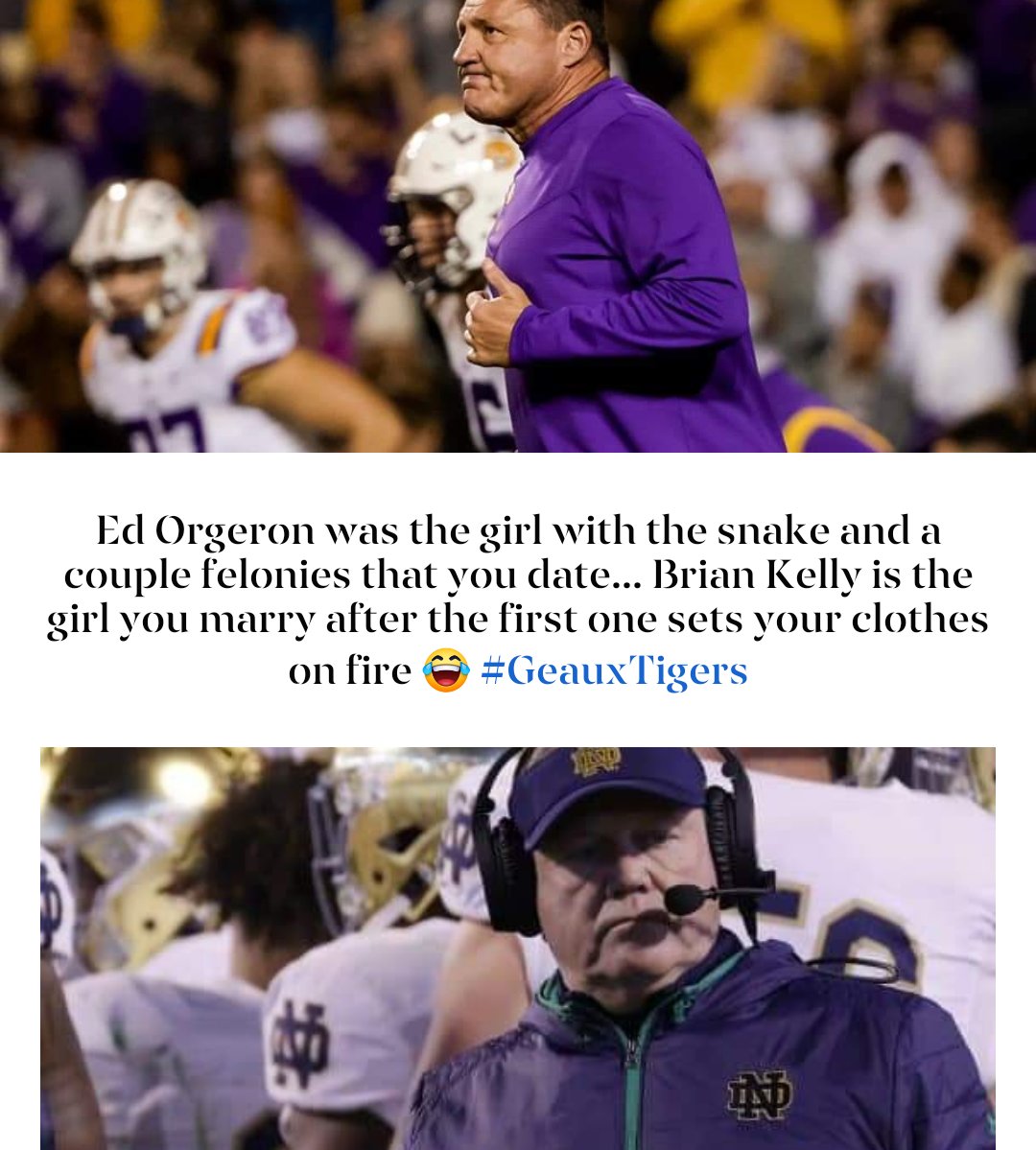 TheSportsocracy's tweet photo. We will miss Ed Orgeron. But, Brian Kelly is a home run hire for LSU #GeauxTigers https://t.co/x1lE68zzLw