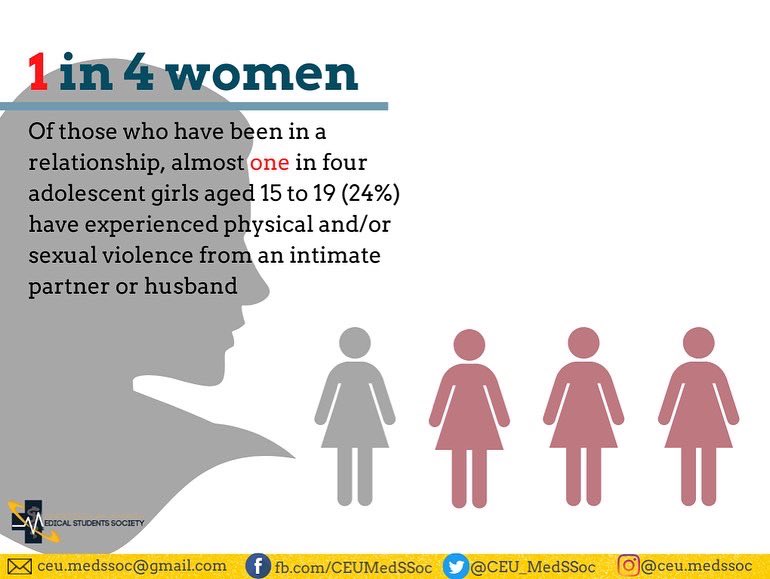 CEU_MedSSoc's tweet photo. Violence against women and girls (VAWG) is one of the most widespread, persistent and devastating human rights violations in our world today remains largely unreported due to the impunity, silence, stigma and shame surrounding it.
 
#CEUKnows #violenceagainstwomen #EndVAW https://t.co/akd56Khf5U