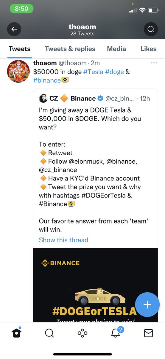 thoaom's tweet photo. @cz_binance @elonmusk @binance https://t.co/3ONY8lvXUB