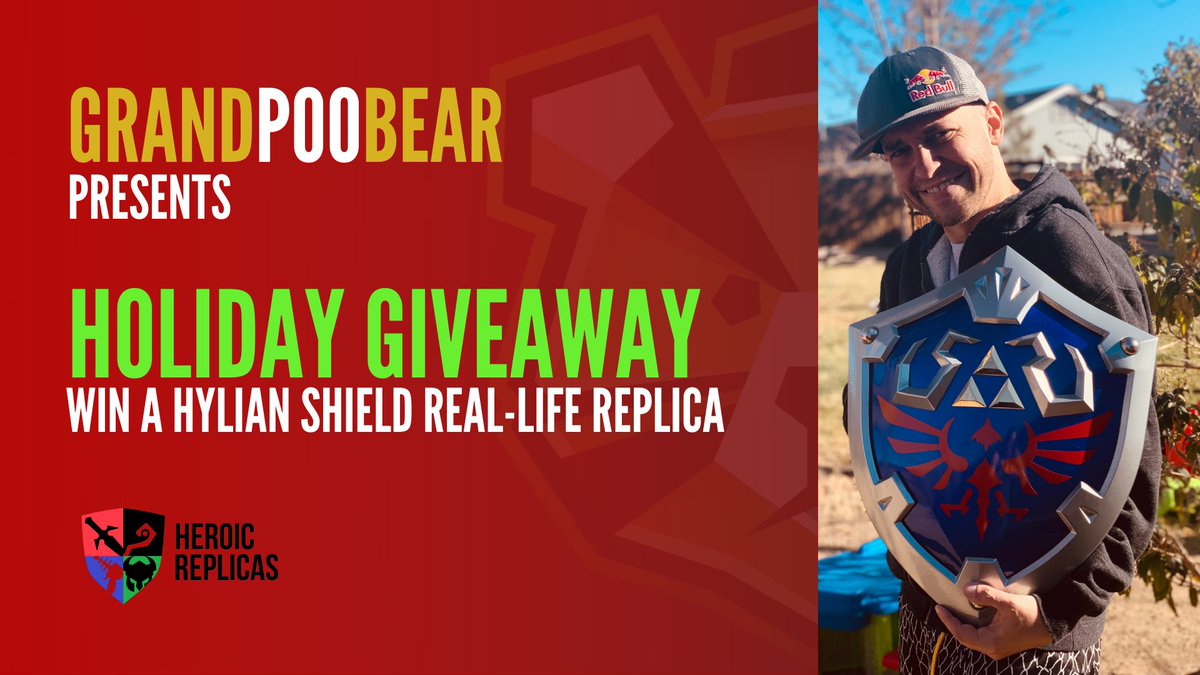 GrandPOOBear's tweet image. Giving away the thing every home needs this Christmas, a Replica Metal Hylian Shield from @HeroicReplicas. This baby is the real deal and is sure to block whatever Gannon throws at you. Tons of ways to enter including RT this tweet! 
gleam.io/oe8RI/replica-…