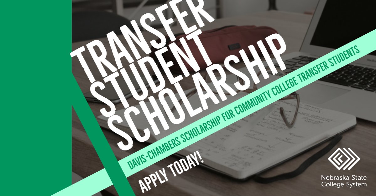 NEStateColleges's tweet photo. Looking to transfer from your #Nebraska community college to @chadronstate, @PeruState, or @waynestcollege? Learn more and apply for the Davis-Chambers #Scholarship today.  
https://t.co/EfUz3YqWkH https://t.co/WC0DkPTCh2
