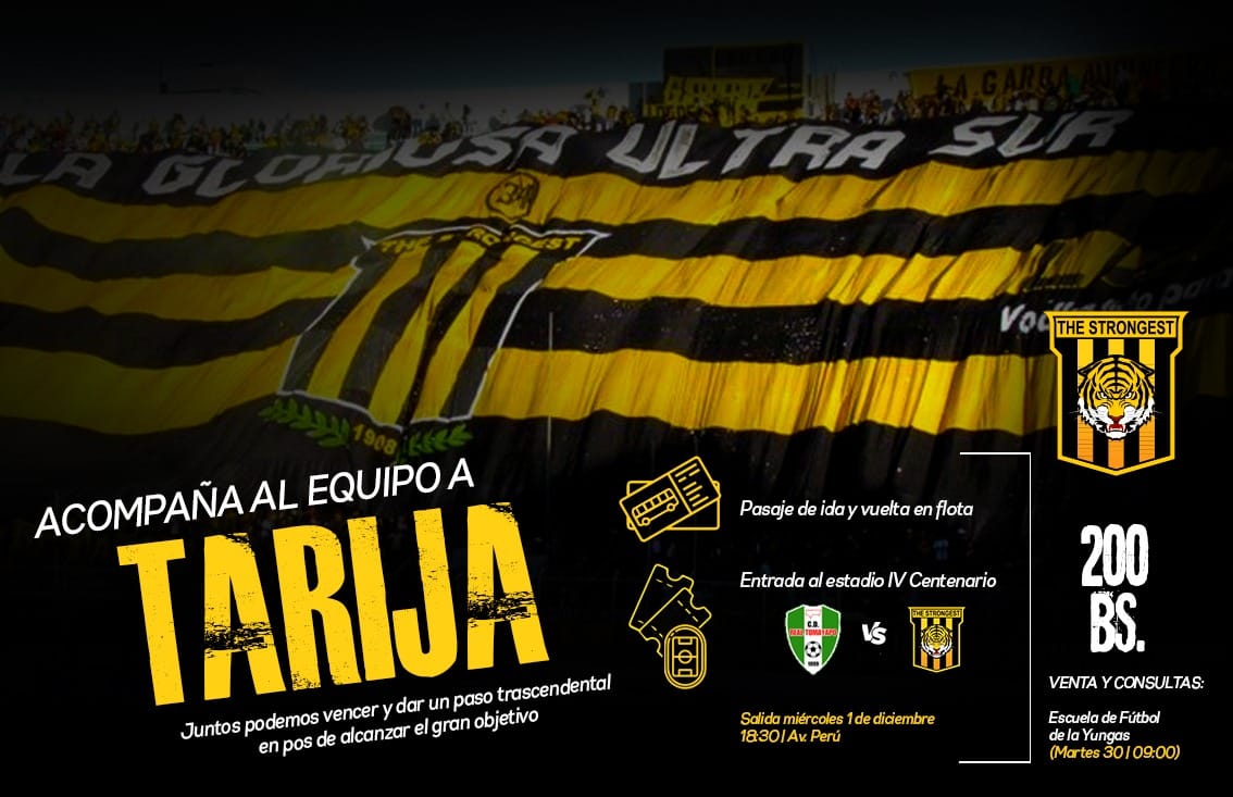 ElDerribador's tweet photo. TODOS CON EL GUALDINEGRO
Acompaña al equipo a #Tarija. Pintemos el IV Centenario de amarillo y negro. Con humildad y unidad alcanzaremos el objetivo.
Más información en #CompetenciaBolivia de lunes a viernes a las 13 y 19 hrs. en:
RKM 91.0 FM
https://t.co/Rk1VDZ95g0 https://t.co/kAKS0oYx1j