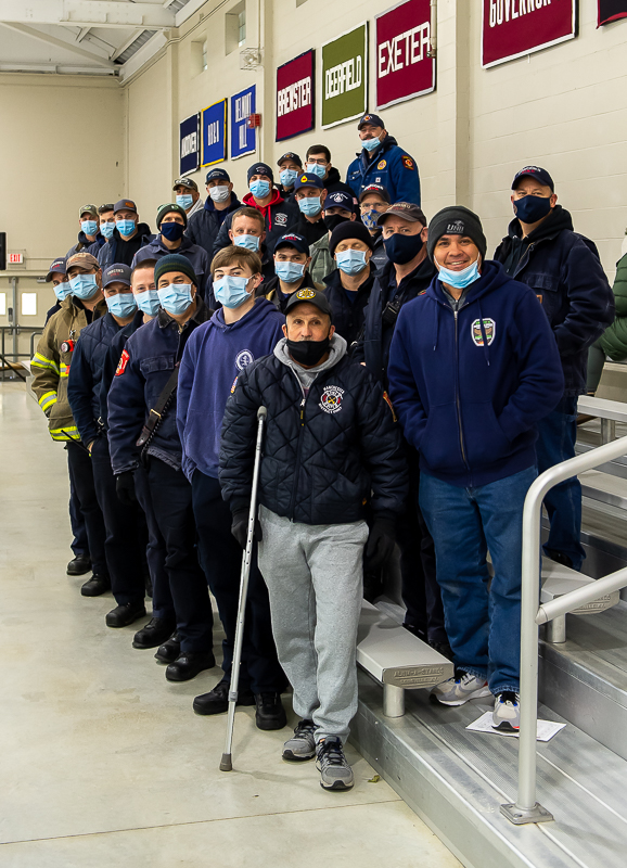A family affair: Manchester NH Fire Department members were out in force to support <a href="/TABORPUCK/">Tabor Boys Hockey</a> forward Jack DesRuisseaux during the <a href="/SPS_Hockey/">St. Paul's Hockey</a> Jamboree. Jack's dad, Steve, is recovering from injuries he received battling a fire earlier in Nov.  Photos: Dave Arnold Photography