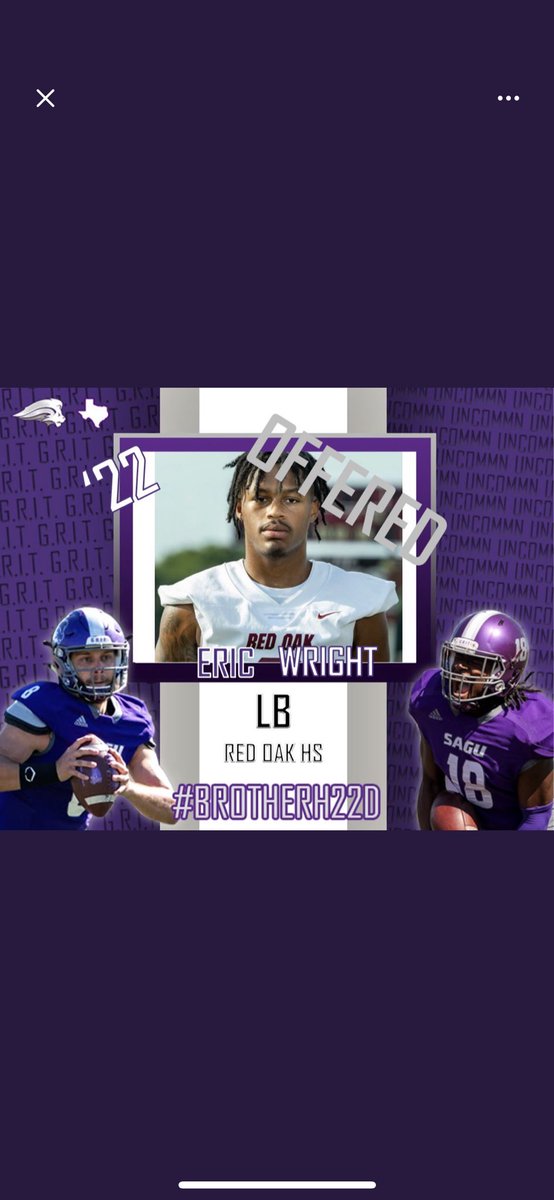 EricWright08's tweet photo. Truly blessed to receive my first offer from SAGU @SAGU_Football @coachrsmith12 @CoachP2827 @trackcoachjj @rohawksfootball https://t.co/8N437CoaIW
