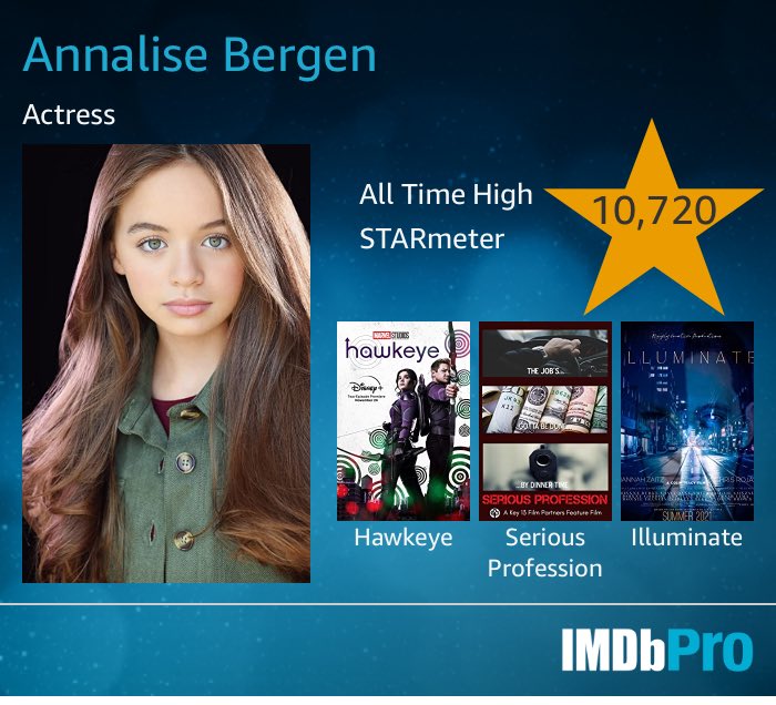 So proud of my daughter Annalise Bergen for her <a href="/MarvelStudios/">Marvel Studios</a>’ <a href="/hawkeyeofficial/">Hawkeye</a> role with the amazing <a href="/JeremyRenner/">Jeremy Renner</a> who was so kind &amp; made her feel special. 🏹💜

Incredible experience with an outstanding cast and crew. Watch it now on <a href="/disneyplus/">Disney+</a>!!

 #hawkeye #Marvel