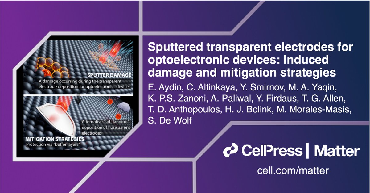 Matter_CP's tweet photo. .@solarerkan, @KAUST_KPVLab, & collaborators review sputter damage in #optoelectronic devices and methods to mitigate these issues in #MatterIssue29! @KAUST_Solar
Read it here: https://t.co/Lcg9GnmXGD https://t.co/yBiChrlCsI