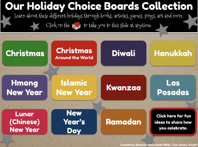Looking for a great way to learn about other cultural celebrations for the holidays? Check out this choice board! docs.google.com/presentation/d…    #MakeDecemberMagic #MagicalMoments <a href="/HumbleISD_FCE/">Fall Creek Elem</a> <a href="/MrsTallent_FCE/">Jamie Tallent</a> <a href="/HumbleISD_ADV/">Humble ISD Advanced Learning</a> <a href="/HumbleISD_Multi/">Humble ISD Language Acquisition</a>