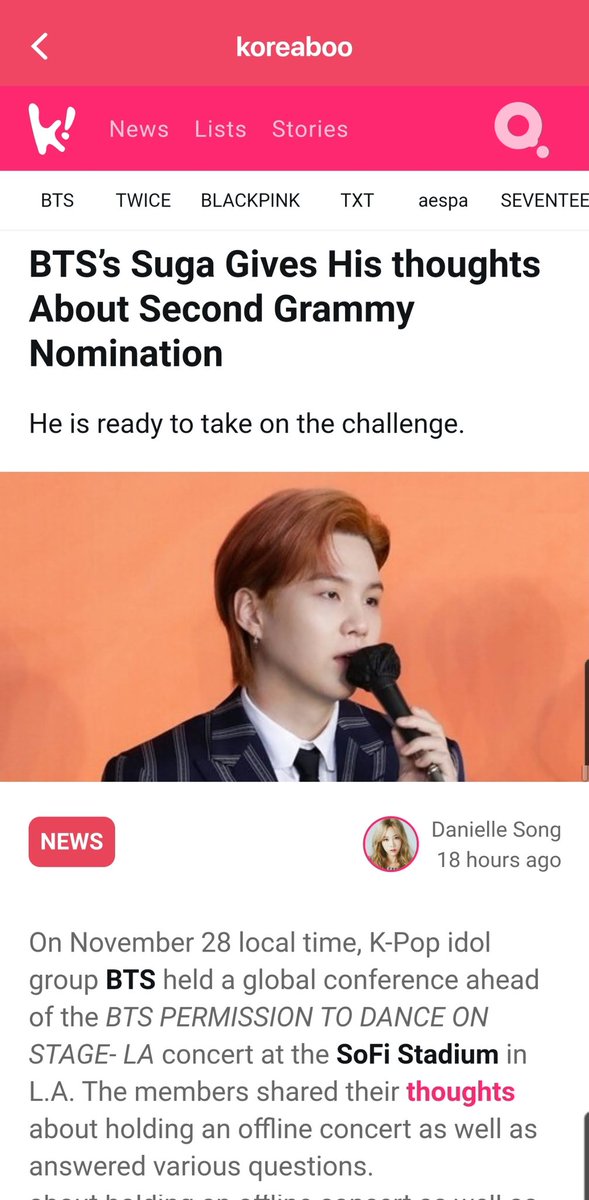 theQoos_'s tweet photo. [K-Pop NEWS] DAILY RECAP | 11/29/21

[News/koreaboo] BTS’s Suga Gives His thoughts About Second Grammy Nomination

#BTS #SUGA #GRAMMYs
More On📲: https://t.co/vo6h4evFt4 https://t.co/P7eaZAEmap