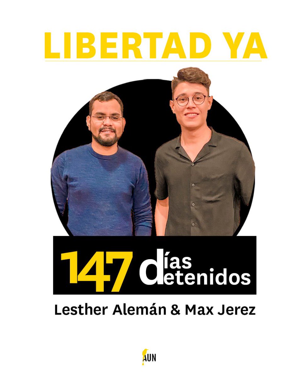 #29Nov | Se cumplen 147 días desde la detención ilegal de <a href="/LestherLAleman/">Lesther Alemán</a> y <a href="/MaxJerezM/">Max Jerez</a>, miembros de nuestra organización. 
Demandamos su libertad inmediata y se respeten sus derechos humanos. #LibertadParaLosPresosPoliticos 
#FreeLestherYMax