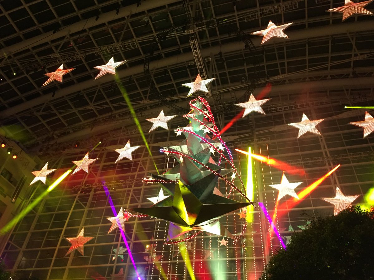 Enjoying the Christmas light show at the Gaylord Hotel at National Harbor, Maryland.