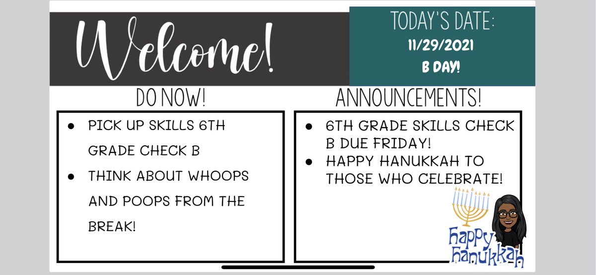 Sometimes I like to throw my Bitmoji into my Welcome Slides. I hope little things like this make my students feel included ✨