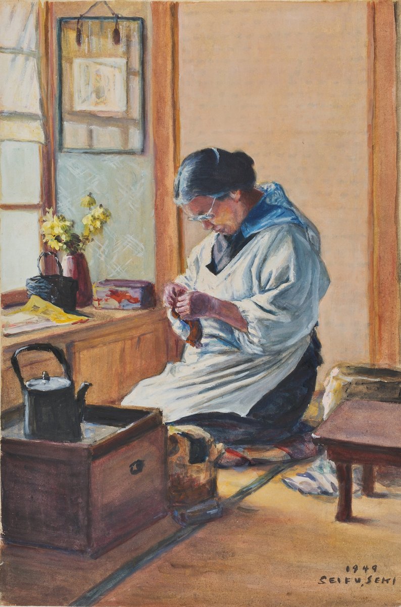 水彩の明星」では関連作家も展示。丸山晩霞の門弟の一人、関晴風（日本