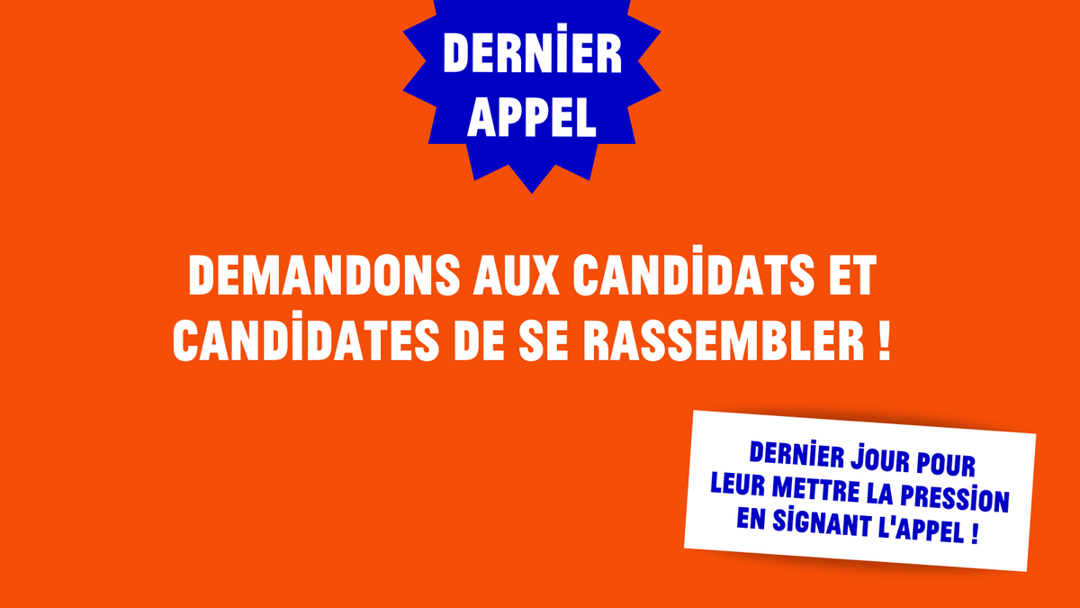 VictoiresPop's tweet photo. ⚠️ Le jour J est enfin arrivé : ce soir à 23h59, nous saurons si les candidats et candidates participeront au vote de la #PrimairePopulaire ! ⚠️

Continuez de leur mettre la pression et faires signer l'appel autour de vous !
👉 https://t.co/YiDyTPgNgH https://t.co/NoUTYpGsUy