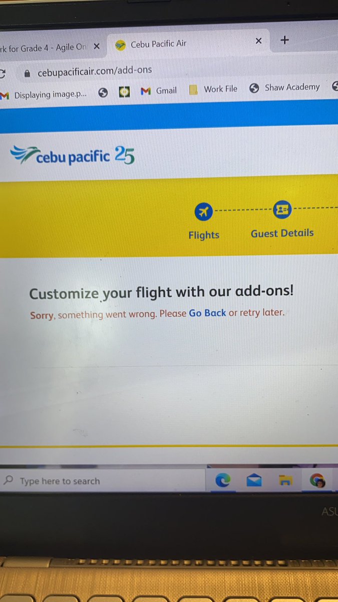 charming_loise's tweet photo. @CebuPacificAir may you please help me? Trying to book a flight but to no avail. Always got this error. Fb messenger is useless. Cant route thru a CSR. Appreciate it if you can help ASAP. https://t.co/kRaQZ3ltwS
