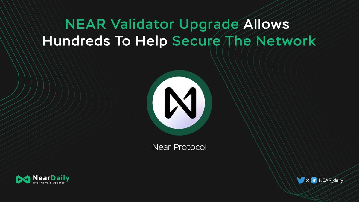 🎉 <a href="/NEARProtocol/">NEAR Protocol</a> has announced their upcoming validator upgrade to allow hundreds to help secure the network network!

🔥 The upgrade program will result in a 60% increase in validators from today, after Mainnet is upgraded to this change

$NEAR #NEARverse