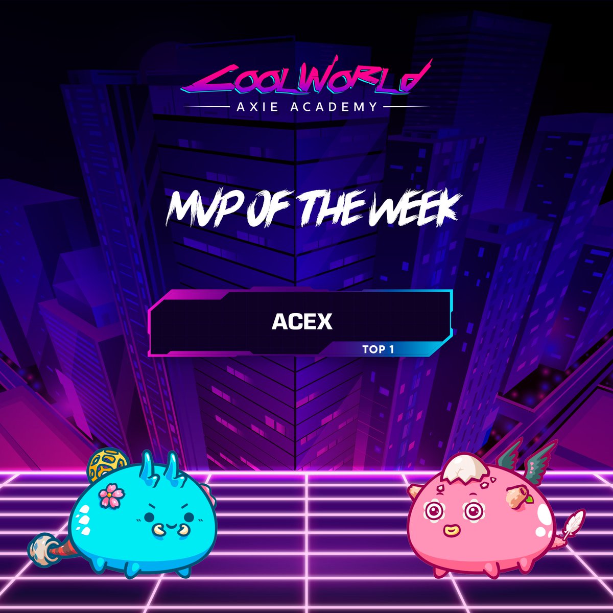 coolworldp2e's tweet photo. SHEESH! 🔥🔥

Congrats to our Week 8 MVP, Acex! 🤑💸

#coolworld #coolworldaxie #axieinfinity #axieinfinityphilippines https://t.co/TN697U423o