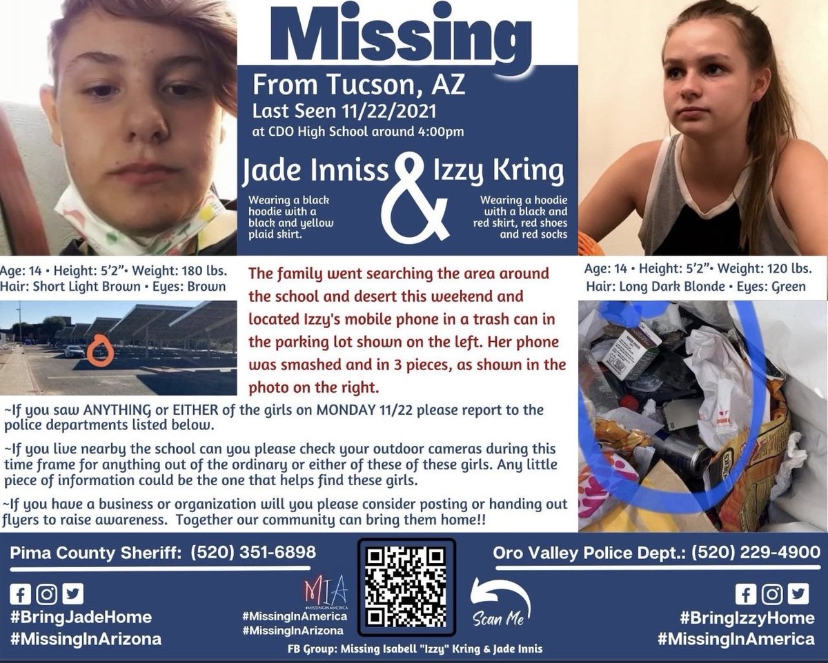 JustJey23's tweet photo. #JadeInniss #IzzyKring #Tuczon #Arizona #missinginamerica #missinginarizona https://t.co/pDkf2MOw1O