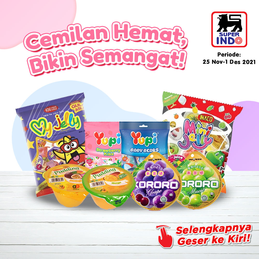 InfoSuperIndo's tweet photo. Butuh cemilan manis? Sini, sini, sini...
Minda kasih rekomendasi nih cemilan manis yang hemat, bikin (anak-anak) makin semangaaat. Dari Yupi sampai Kororo, yuk diboroong!
#PromoSuperIndo
#PromoCemilan https://t.co/OgcnQJYGs3