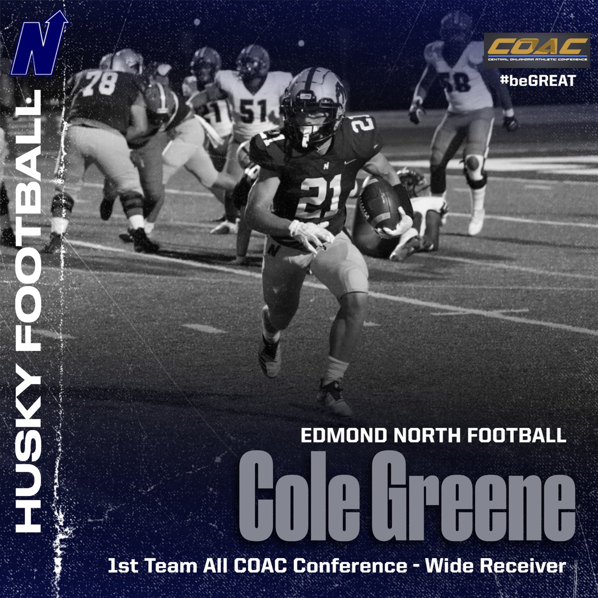 Congrats to Cole Greene on being named 1st Team All-COAC Conference Wide Receiver!!  @edmond_football #HuskyNation #beGREAT