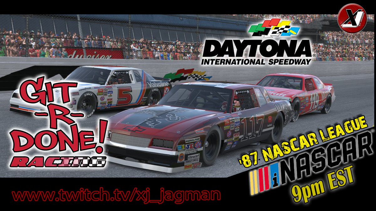 xj_jagman's tweet photo. '87 NASCAR League Racing Tuesday @ 9pm EST | Superspeedway fun at Daytona! https://t.co/Sqe6tML1vG #FireballTime
@iRacing @GitrDoneRacing3
#simracing https://t.co/iZYLtgSl2z