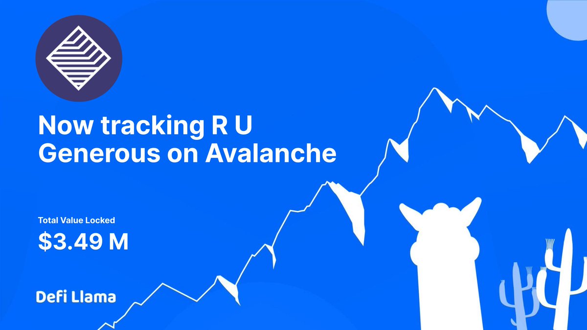 DefiLlama's tweet photo. Now tracking @RUGenerous
on @avalancheavax 

R U Generous is a decentralized reserve currency protocol and DAO available on the Avalanche Network

https://t.co/cngyStdtlG https://t.co/IjE1g9wm4F