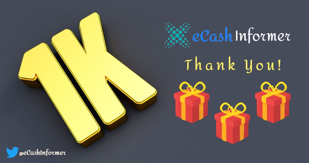 eCashInformer's tweet photo. Wow, 1K @eCashInformer followers! 😍😍😍

 Thanks for following us! To celebrate this special milestone, I will be giving away the following prizes: 

1) 10,000 #XEC to 1 followers
2) 5,000 $XEC to 4 followers
3) 50,000 #GKX to 5 followers
4) 500 #PUSO to 1 follower

🧵👇 https://t.co/l0GPUQL2JU