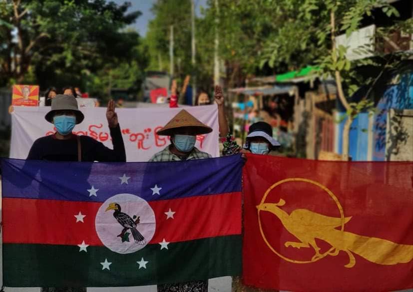 IrrawaddyNews's tweet photo. Activists in Sagaing Region’s Kale took to the streets on Tuesday to show their opposition to the military regime. (Photo: CJ) 
#WhatsHappeningInMyanmar https://t.co/MLGoTnRCDV