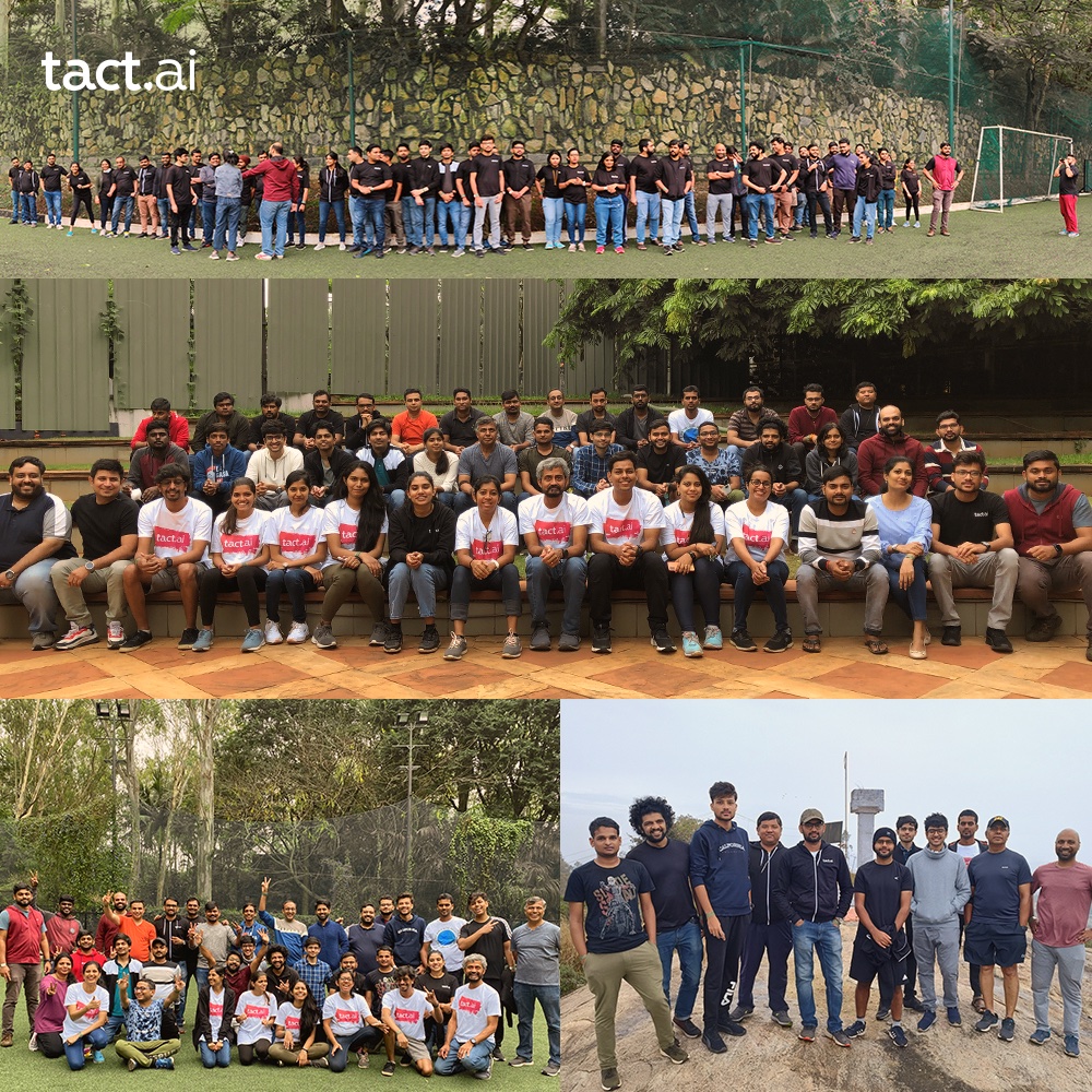 tact_ai's tweet photo. Our https://t.co/rVsN0ugbcG India team just got together for the first offsite since COVID hit.
One more step towards building meaningful hybrid work culture and team building!
Cheers to all the happy faces!"
#LifeAtTact #culture https://t.co/9dcQi8tfFN